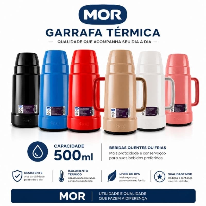 GARRAFA TERMICA MOR 500ML Conserva Bebidas Quentes e Frias | Alta Qualidade