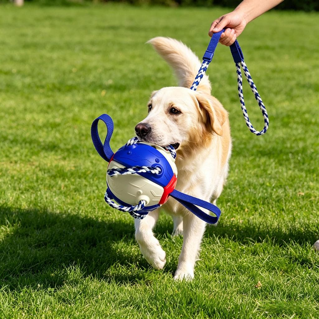 Q-70 Bola de Elástica com Corda Trançada para Cães, Brinquedo Interativo Resistente à Mordida