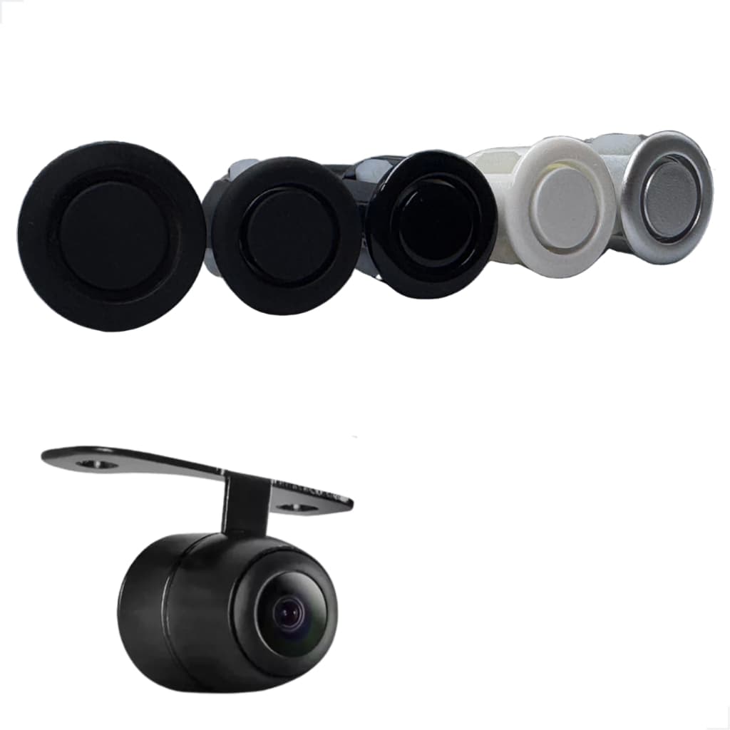 Kit Câmera de Ré + Sensor de Estacionamento 4 Sensores Universal 12V