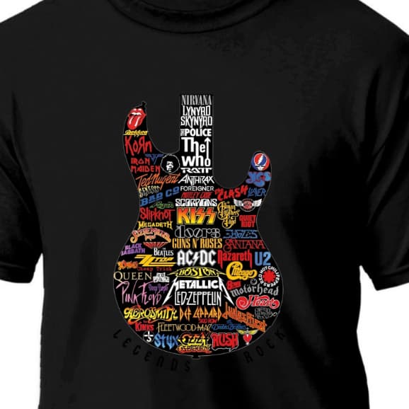 Camiseta Algodão Rock Melhores Bandas Top Show Guitarra