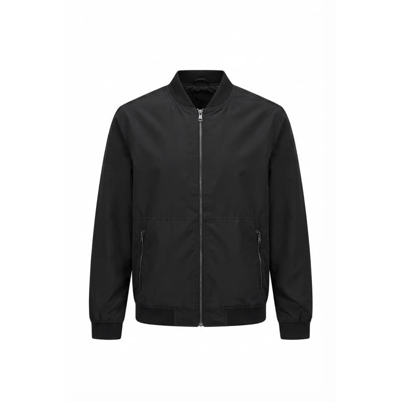 Jaqueta Bomber Masculina Preta Casual com Zíper