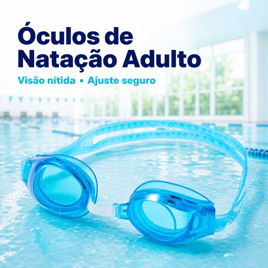 Óculos de Natação Adulto Antiembaçante HD, Vedação Antivazamento, Tira Dupla Ajustável em Silicone, 5 Cores para Piscina