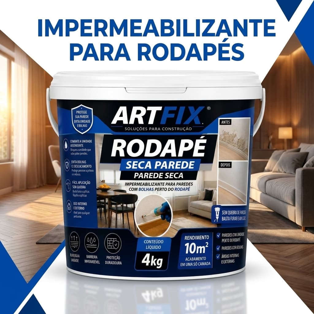 Rodapé Impermeabilizante 4KG para Parede com Umidade e Infiltração