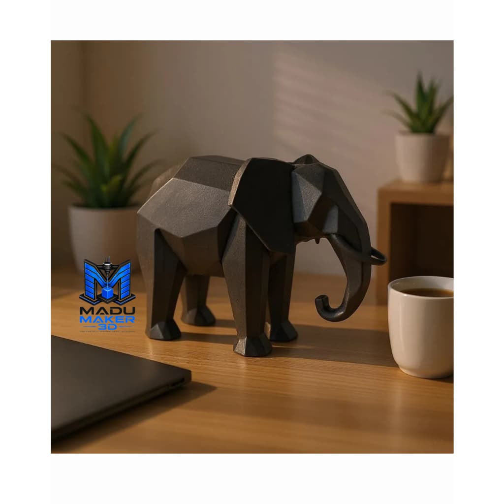 Elefante Decorativo Low Poly em Impressão 3D | Estátua Geométrica Moderna | Decoração para Sala e Escritório