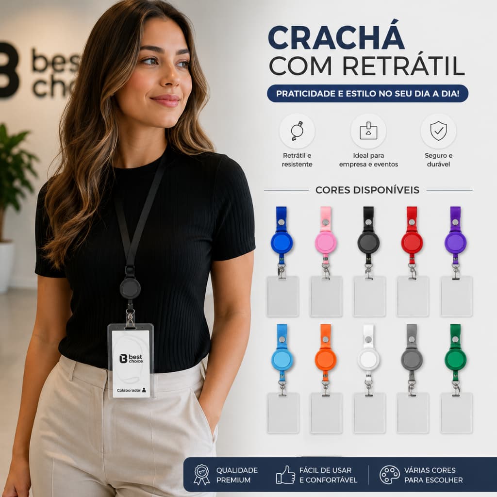 Porta Crachá Ajustável com Cordão