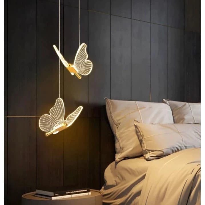 Pendente Borboleta Luzes LED Criativas Modernas 3 Tons Iluminação Lâmpada para Quarto e Sala