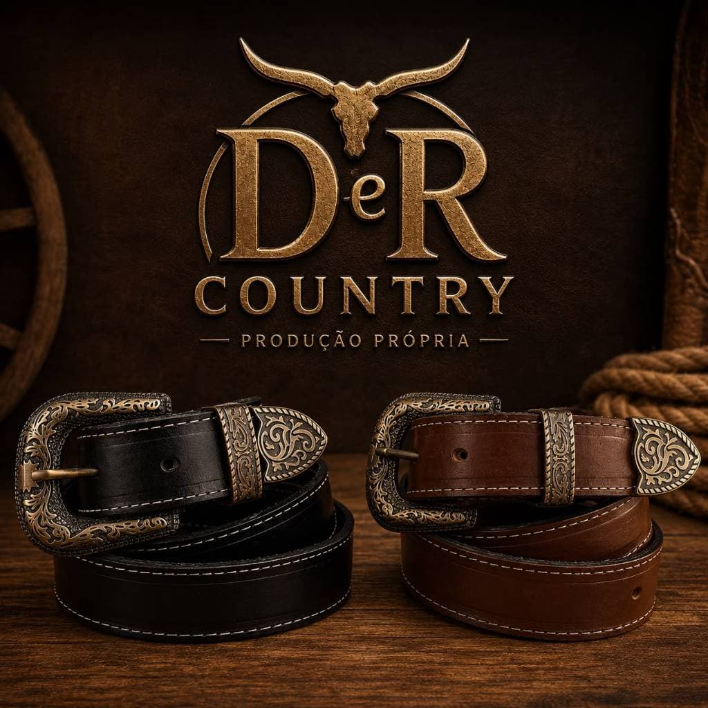 Cinto Cowboy Country Liso 100% Couro Ouro Velho