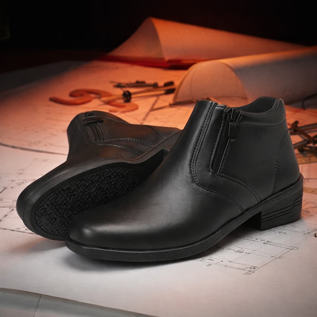 Bota Coturno Masculina Confortável Com Zíper Lateral Macia Botina Casual Sapato Masculino Cano Curto