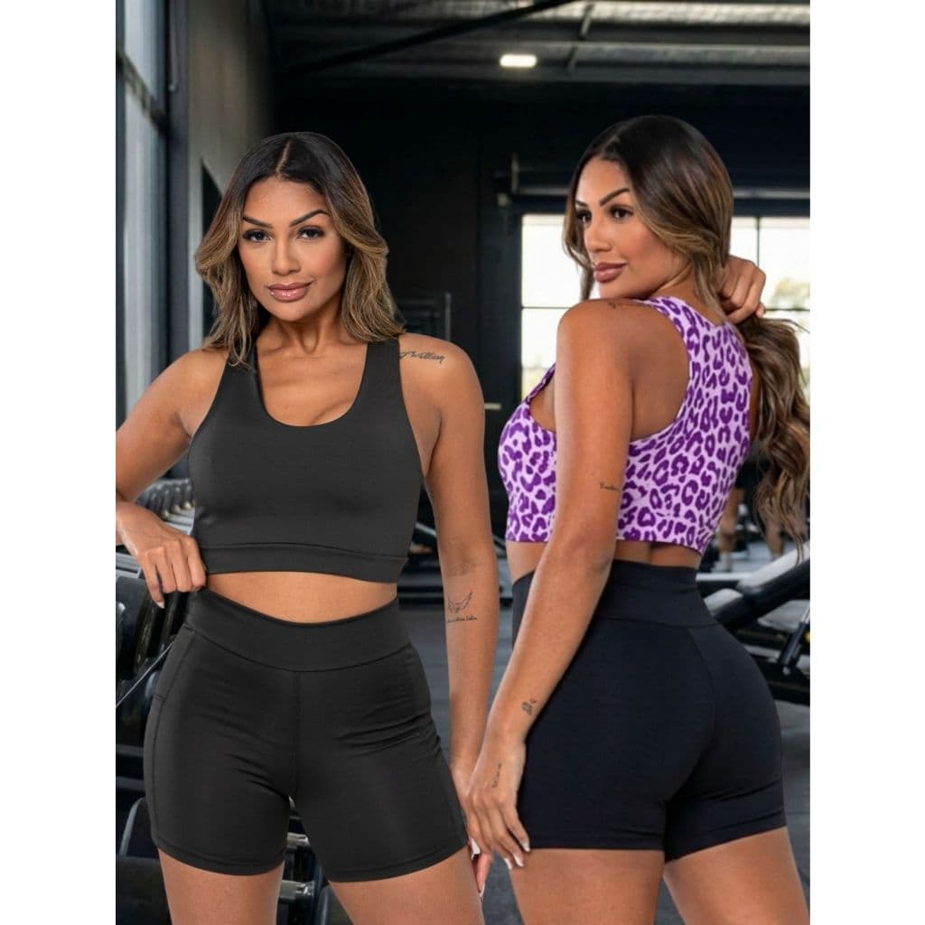 Kit 2 Tops Fitness Feminino Academia Musculação Treino Alta Sustentação Confortável ideal para Crossfit