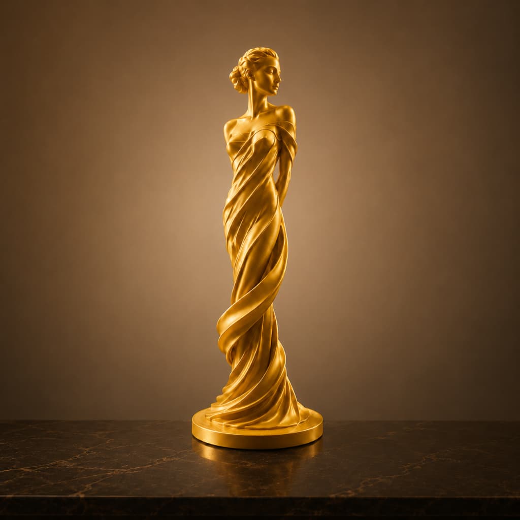 Estátua Escultura Mulher Elegante Enfeite Decoração Luxo Sala Quarto Escritório Moderna Centro De Mesa Requinte