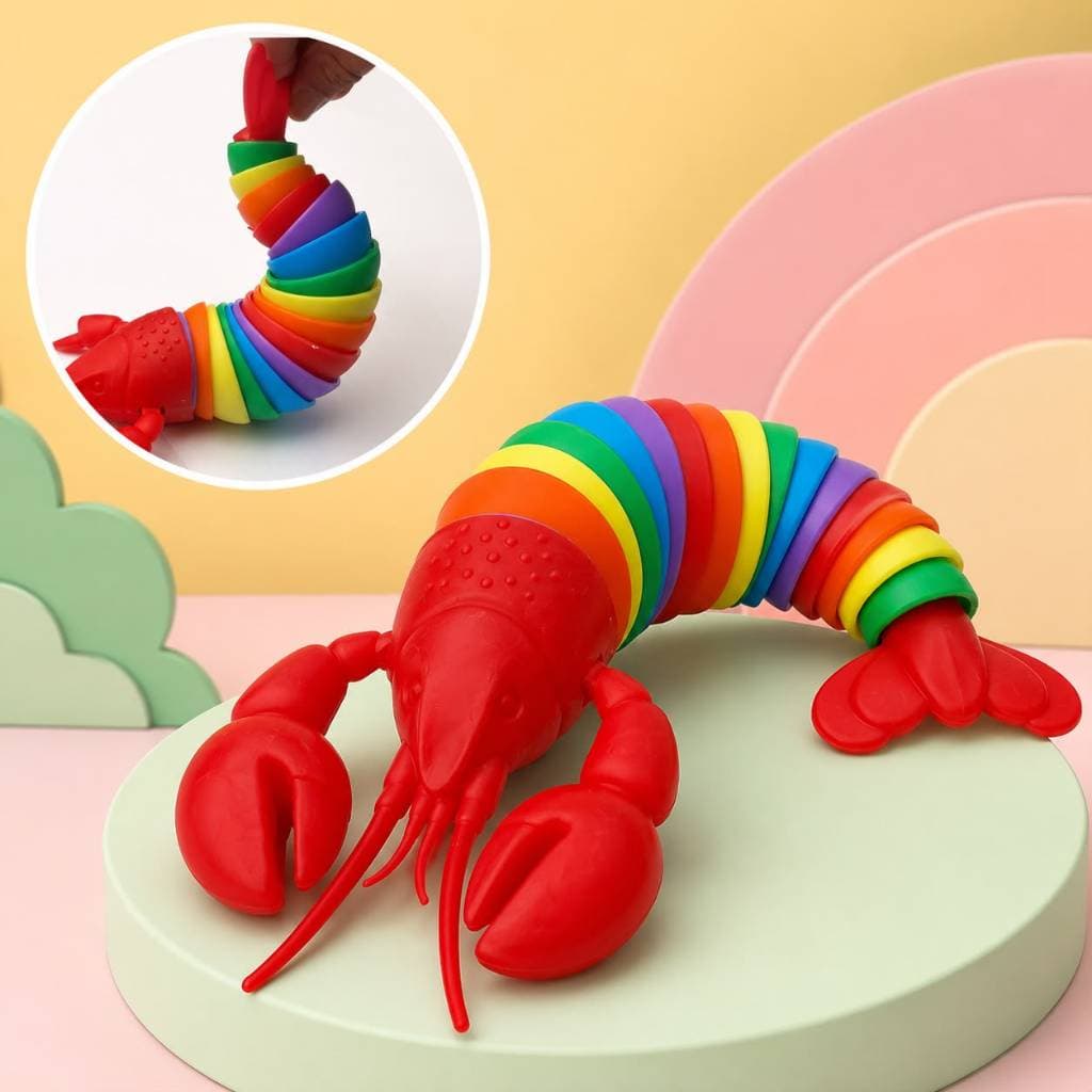 Lagosta 3D Brinquedo Sensorial Articulado Fidget Toy Infantil Colorida