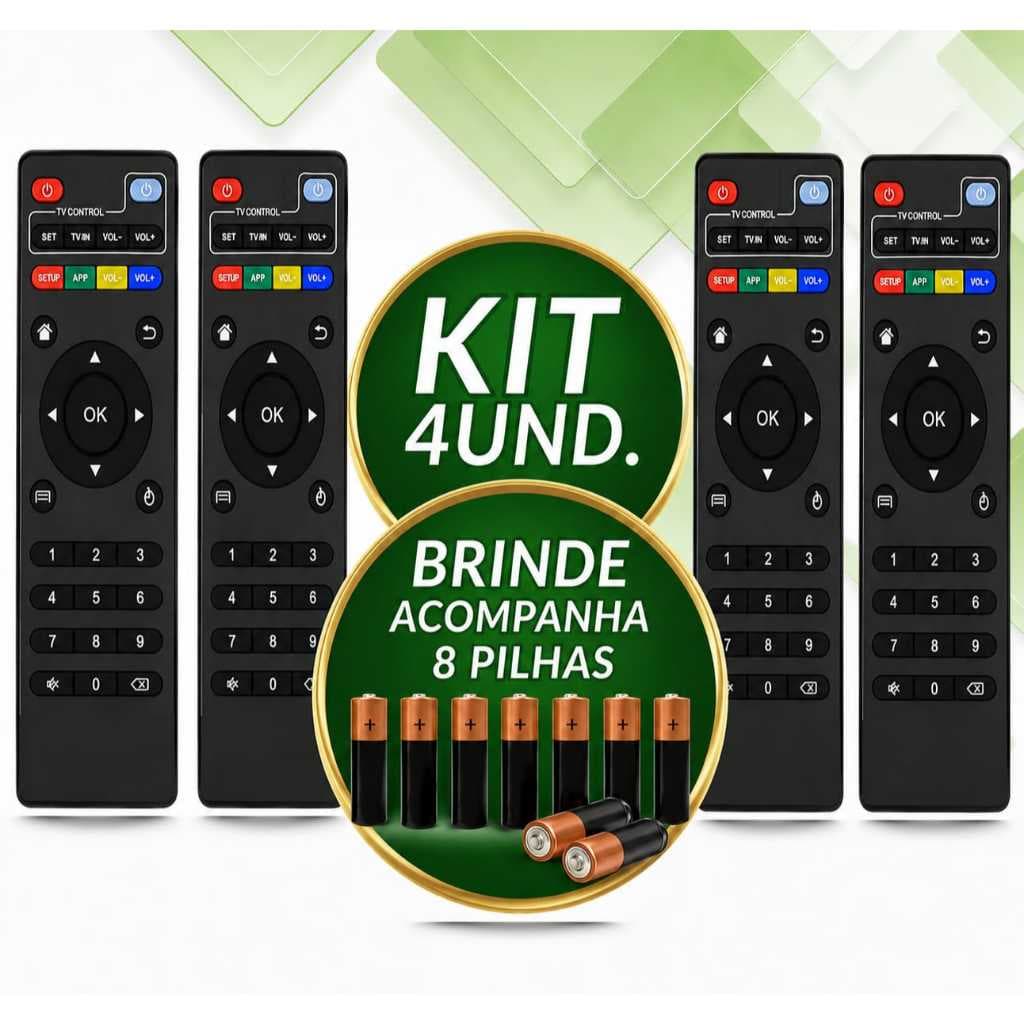 kit Controle Remoto Para Tv Botões Inteligentes Box Aparelho Completo Com Pilhas