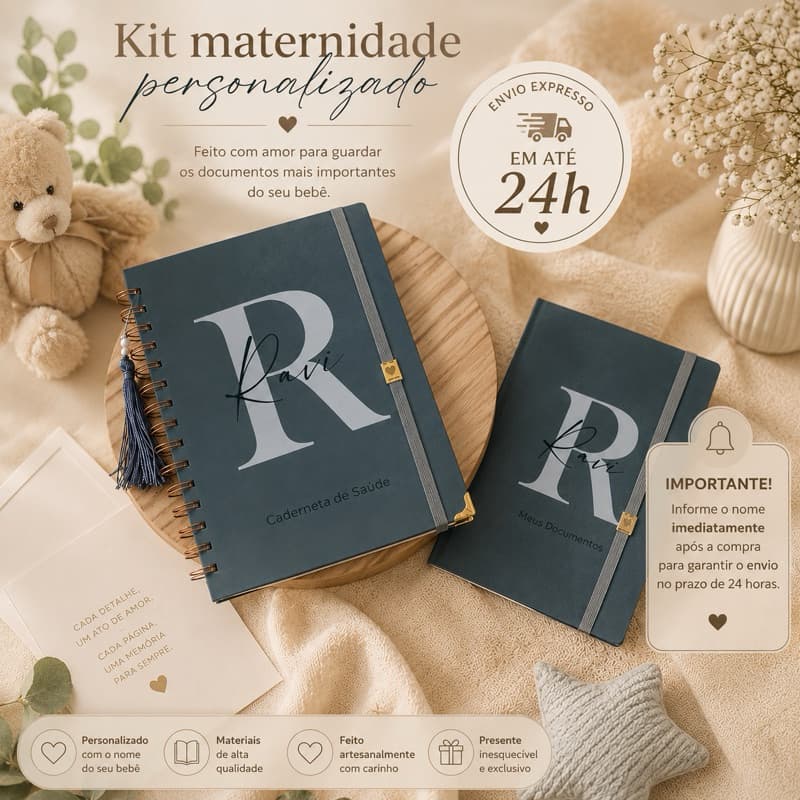 Kit porta documento+caderneta CINZA AZULADO