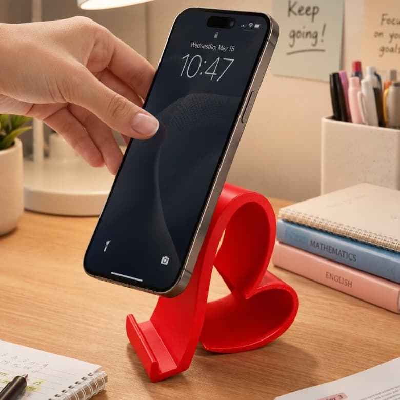 Suporte para Celular Coração Decorativo em Impressão 3D para Mesa Escritório Quarto