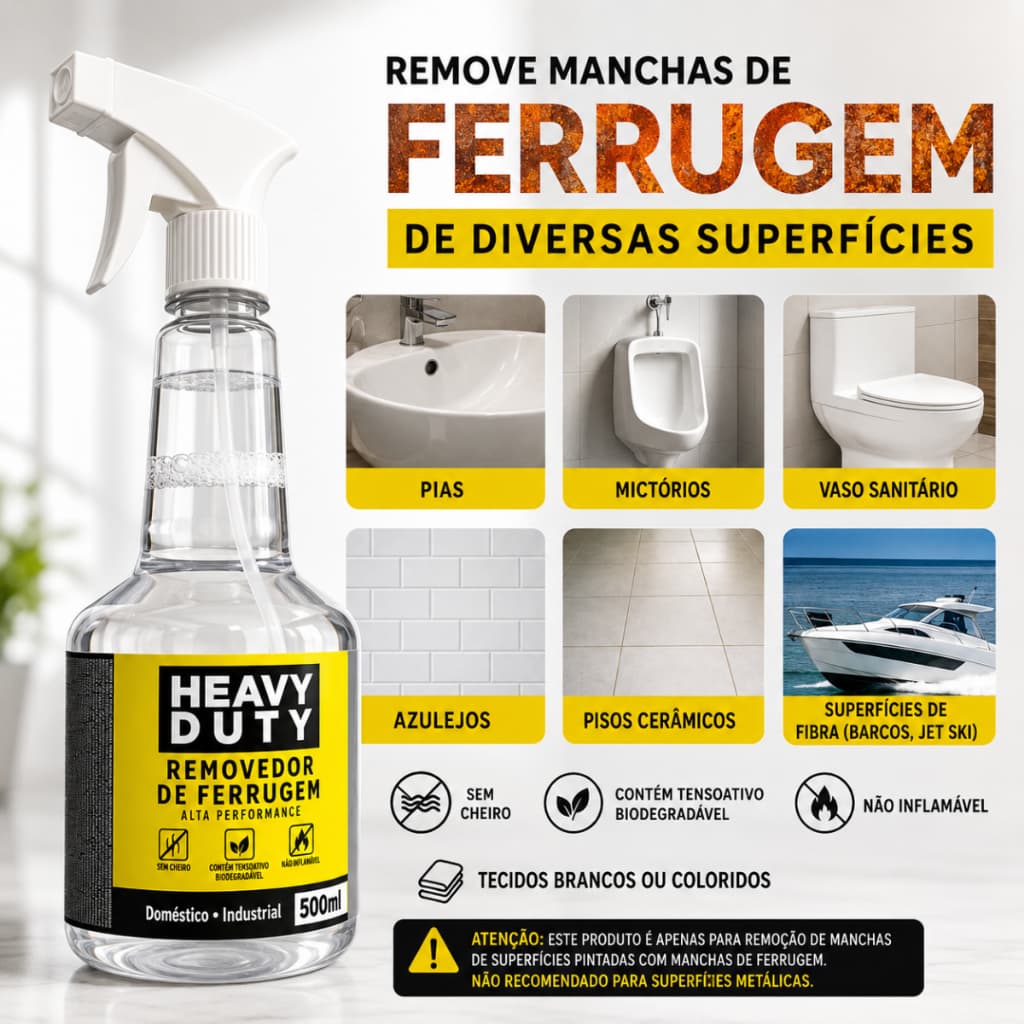Eliminador Removedor Tira Ferrugem Roupas Pisos e Azulejos 500ml
