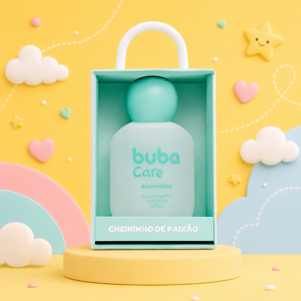 Perfume Colônia Infantil Bebê Buba Care Cheirinho de Paixão 100ml Suave Sem Álcool