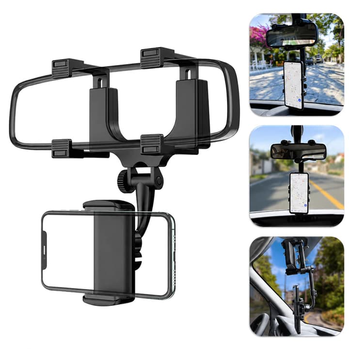 Suporte Celular Retrovisor Carro H'Maston CJ-46 Universal 360° Ajustável GPS Painel Espelho Veicular Smartphone