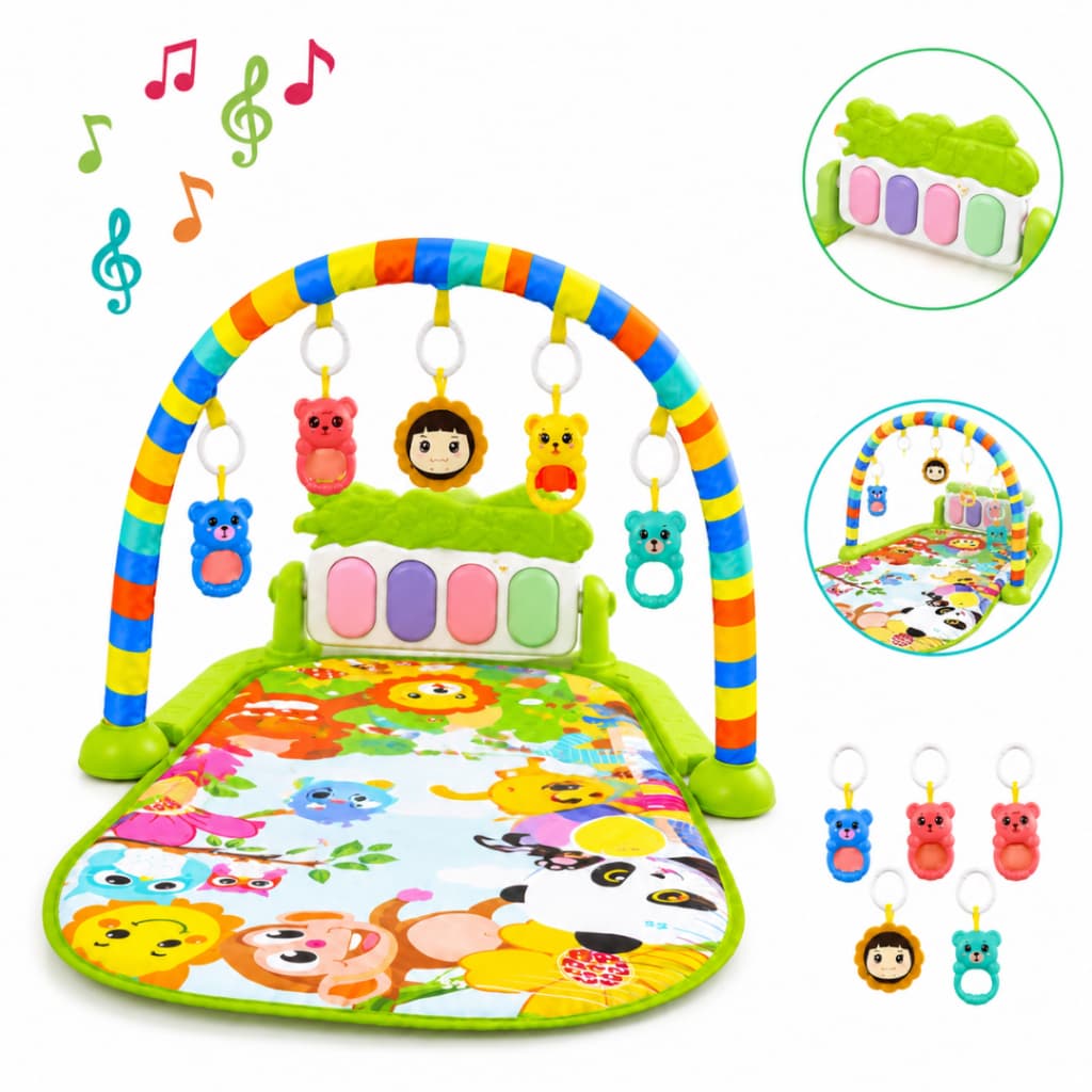 Tapete de Atividades Musical com Piano de Pedal e Pingentes Bebê Brinquedo Infantil desenvolvimento