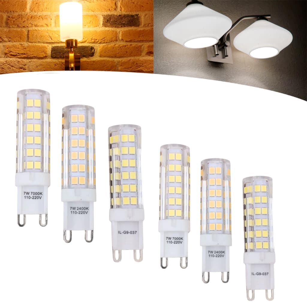Kit 5/10 Lâmpada Led 7W G9 Halopin | Luz Fria Branca 2400K | 7000K | Arandelas e Decoração Bivolt
