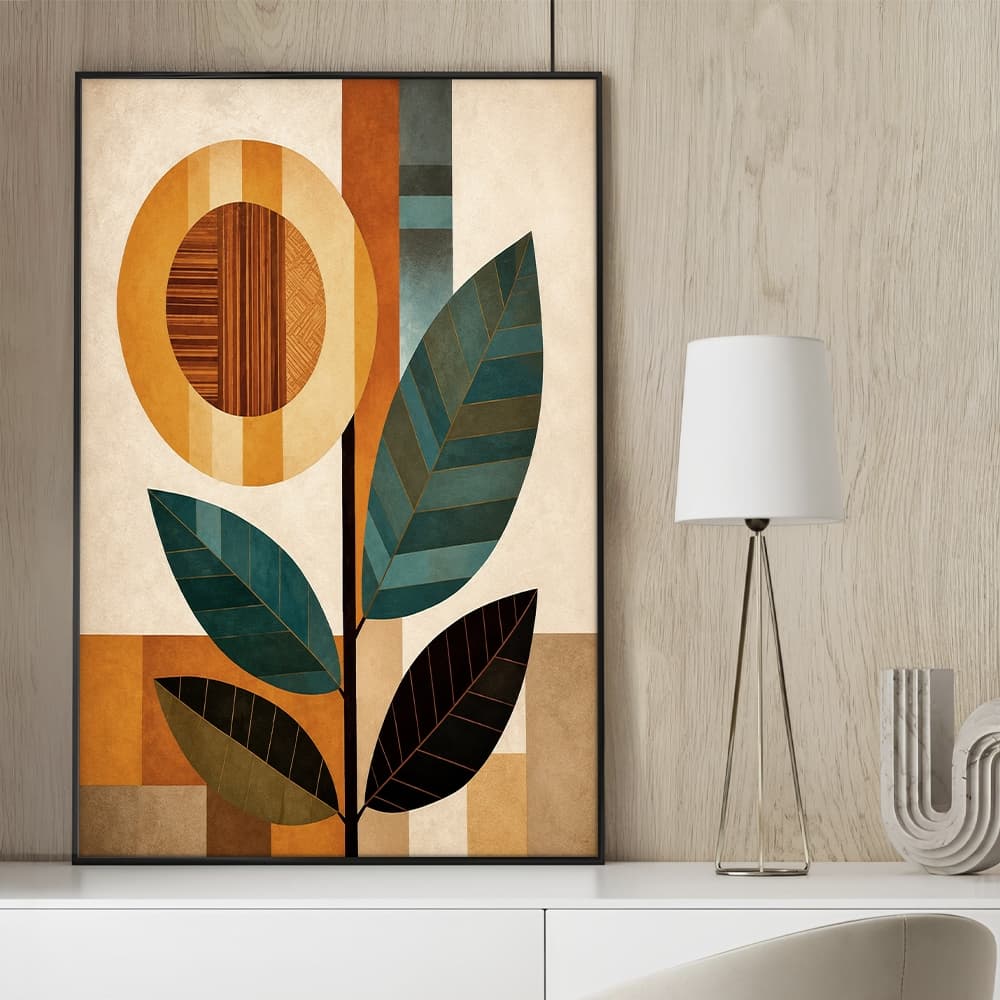 Quadro sem Vidro Floral Girassol Geométrico Quadro Decorativo