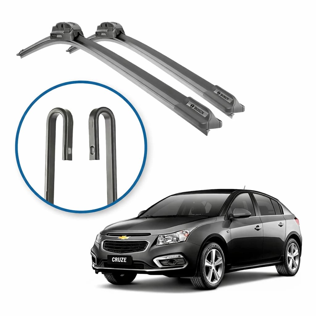 Par Palheta Limpador Para-brisa Chevrolet Cruze Encaixe Gancho U Dianteira Silicone