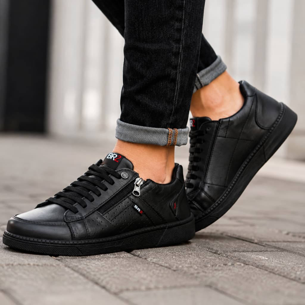 Sapatenis Masculino Tenis Casual Couro Legitimo Footwear Ziper Lateral