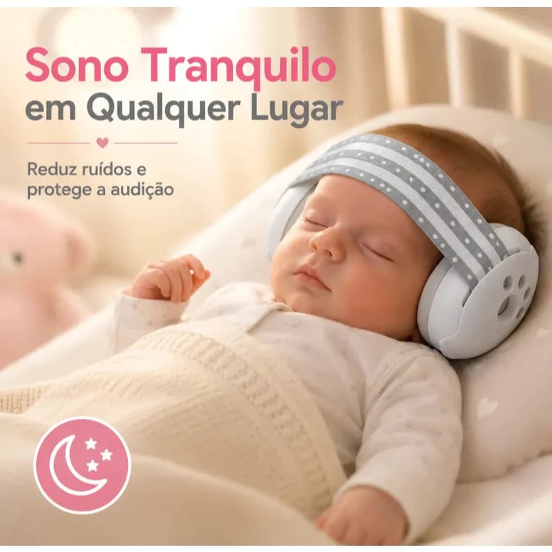 Abafador de Bebês Anti-Ruído Alça Elástica Proteção Auditiva Segurança para Crianças
