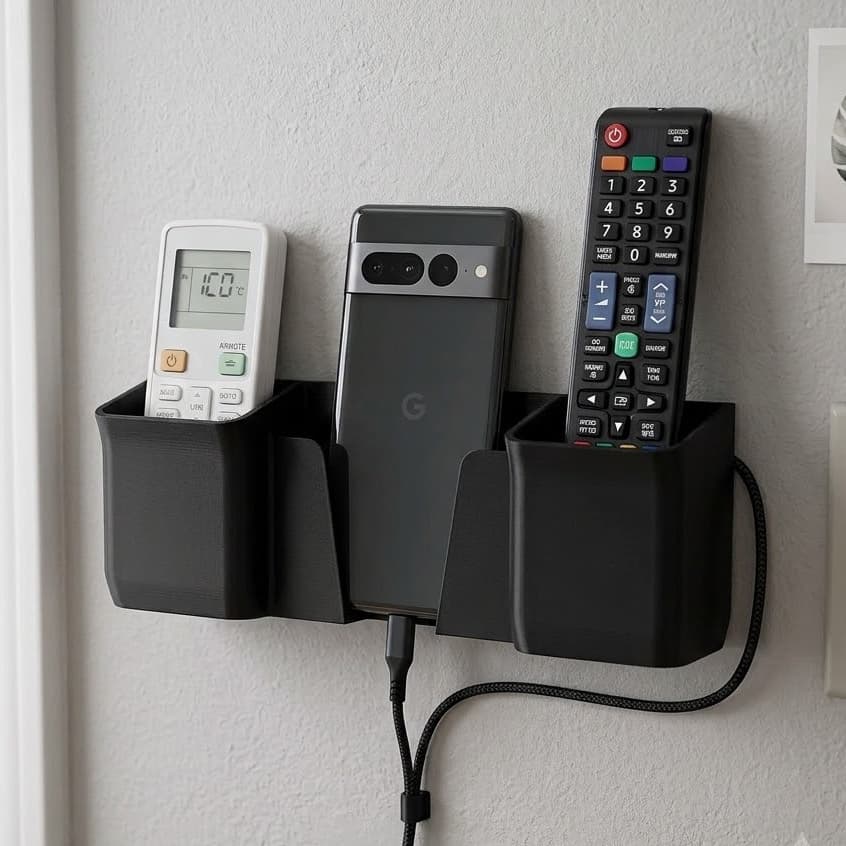 Suporte De Parede Porta 2 Controles Remoto e 1 Celular Multiuso Adesivo Universal Personalizável