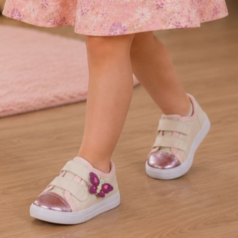 Tênis  Infantil Feminino Menina  Velcro Antiderrapante Fácil de Calçar Confortável Macio  Menina 18 ao 27