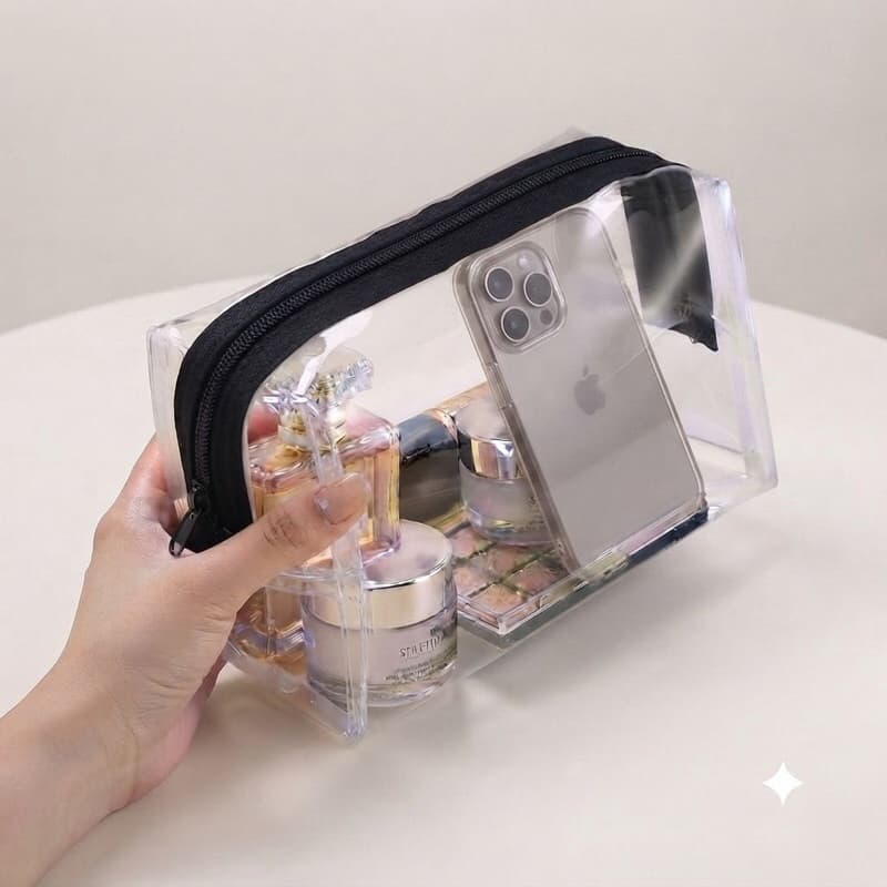 kit 2 Necessaire feminina maquiagem  e assesorios transparente resistente e durável diversas cores