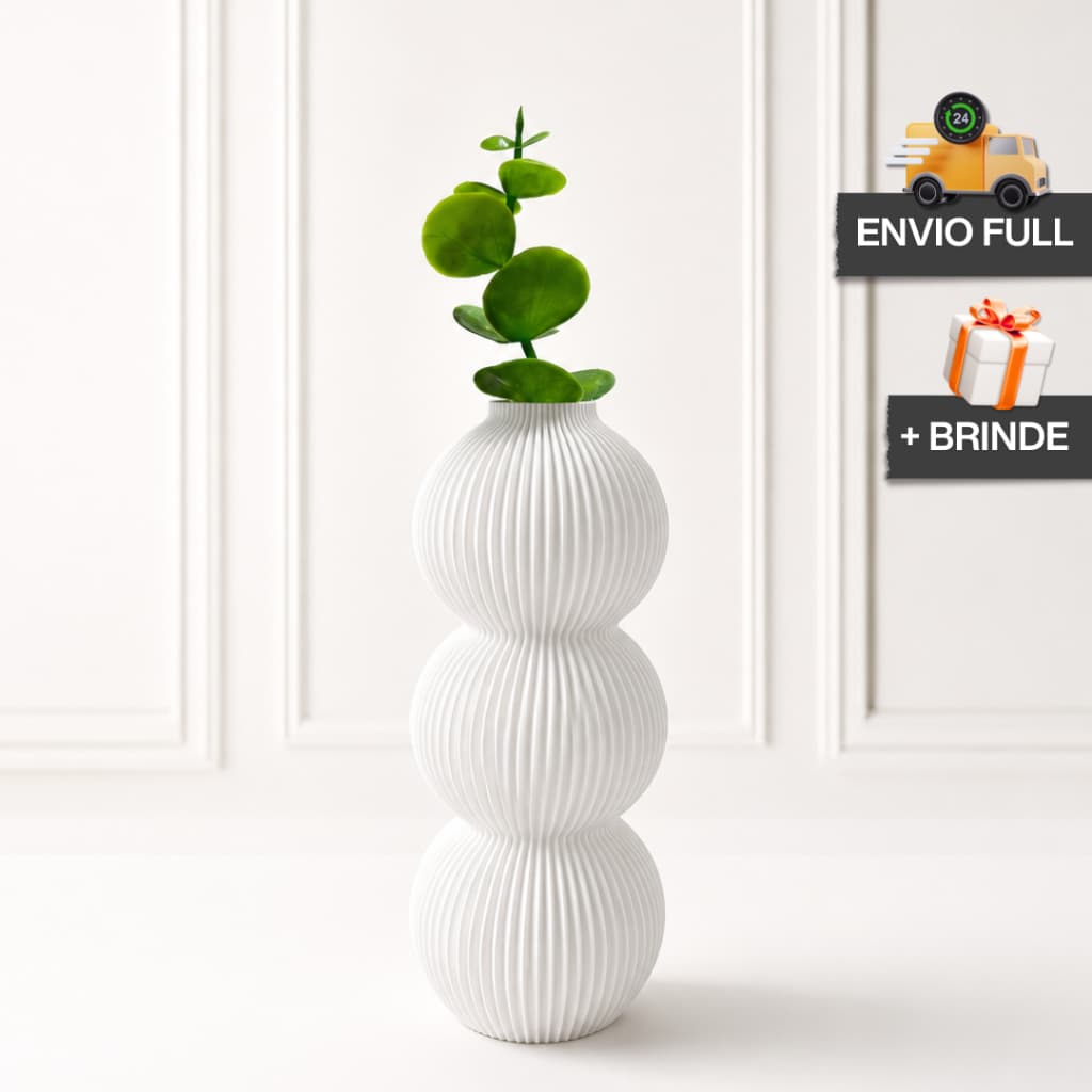Vaso Decorativo Bubble Canelado COM Planta Artificial + Presente Decoração Moderna Envio Rápido Decoração Minimalista