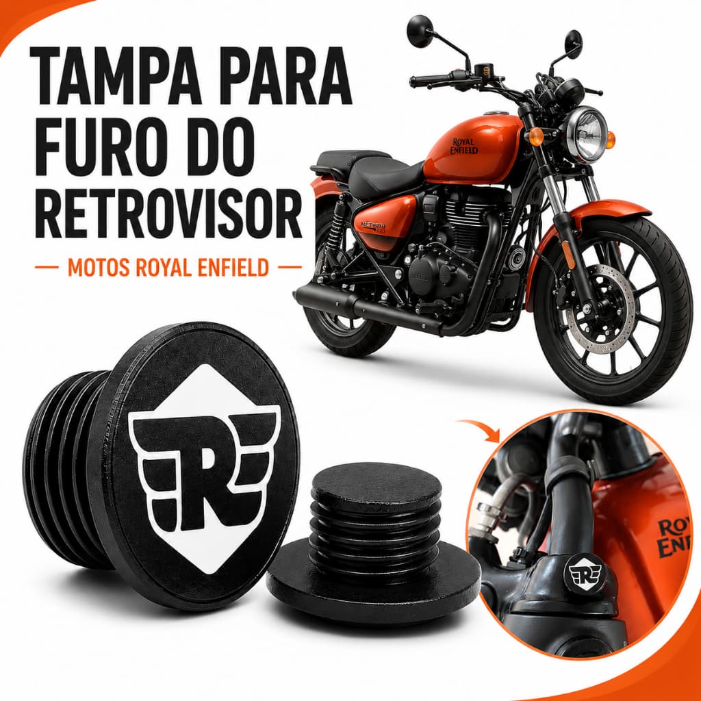 Royal Enfield Meteor Tampa furo retrovisor Par Shotgun Super Meteor 650cc, Hunter, Interceptor, Classic 350, Meteor