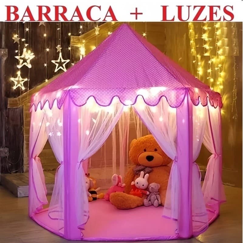 Barraca Infantil Tenda Cabana Castelo Princesas+Luzes LED+Promoçao