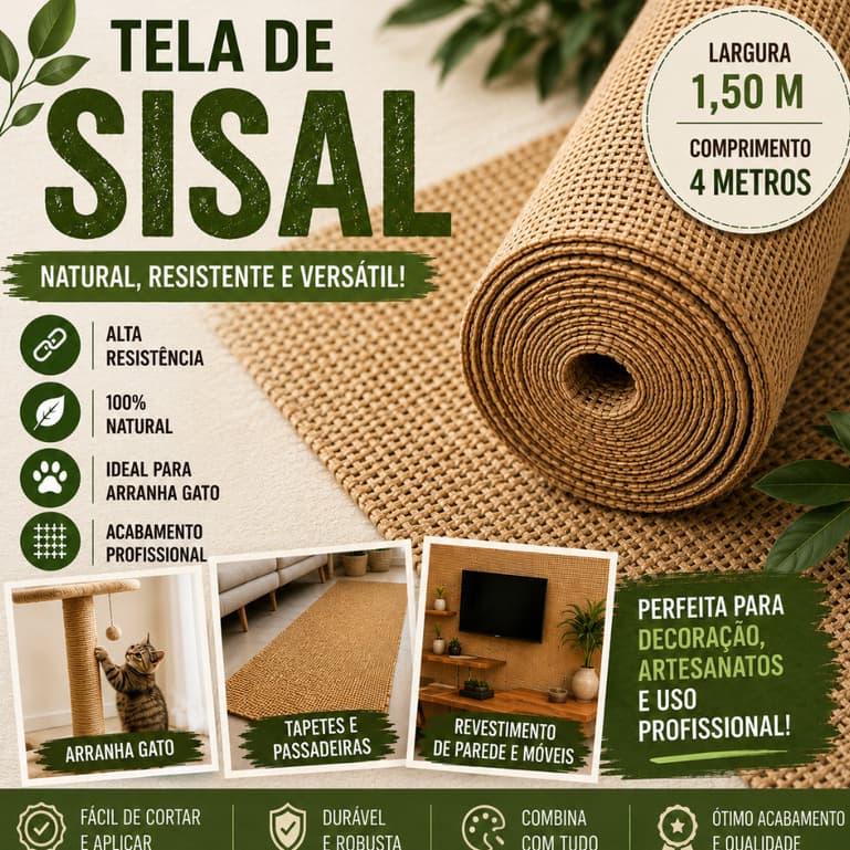 Tela / Tecido Sisal  Larg. 1,50m X 4m Apaeb