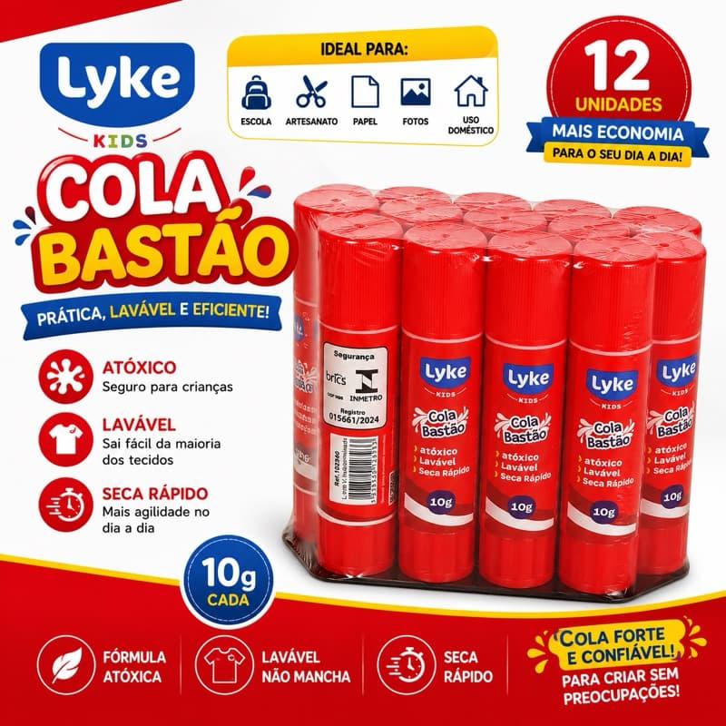 Cola Escolar Em Bastão 10g-12 Unidades