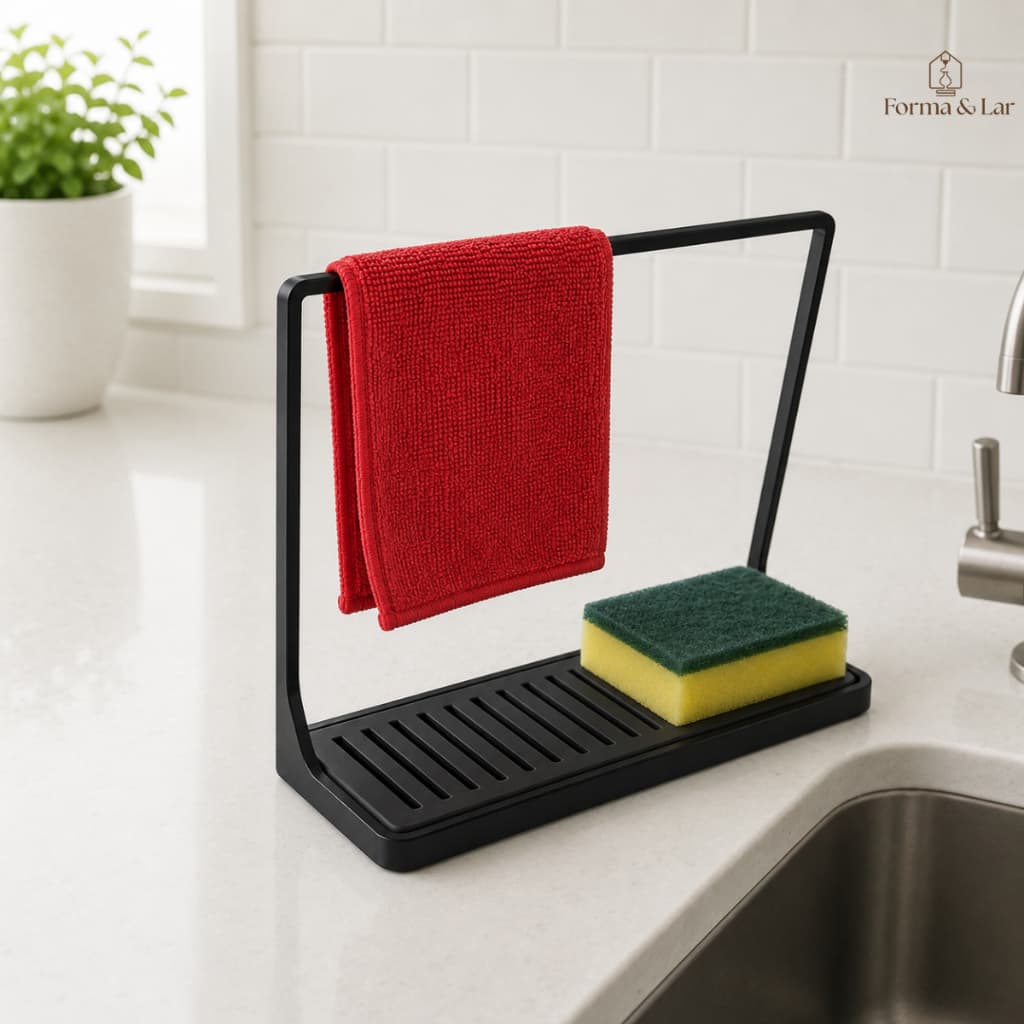 Organizador Pia Porta Esponja Porta Detergente Suporte Pano Escorredor Bancada Cozinha Minimalista 3D