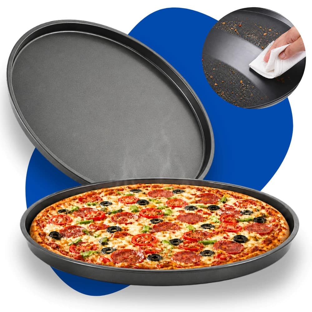 Assadeira de Pizza 36cm Grande Antiaderente Forma de Teflon Profissional Redonda