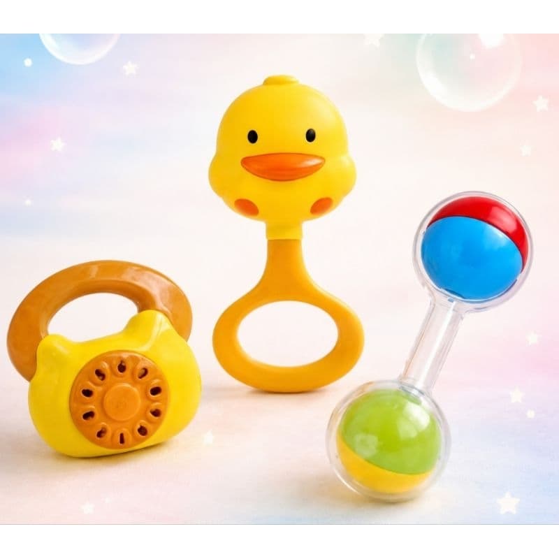 Brinquedo para Bebê com 3 ou 6 unidades  Kit Mordedor  com chocalho