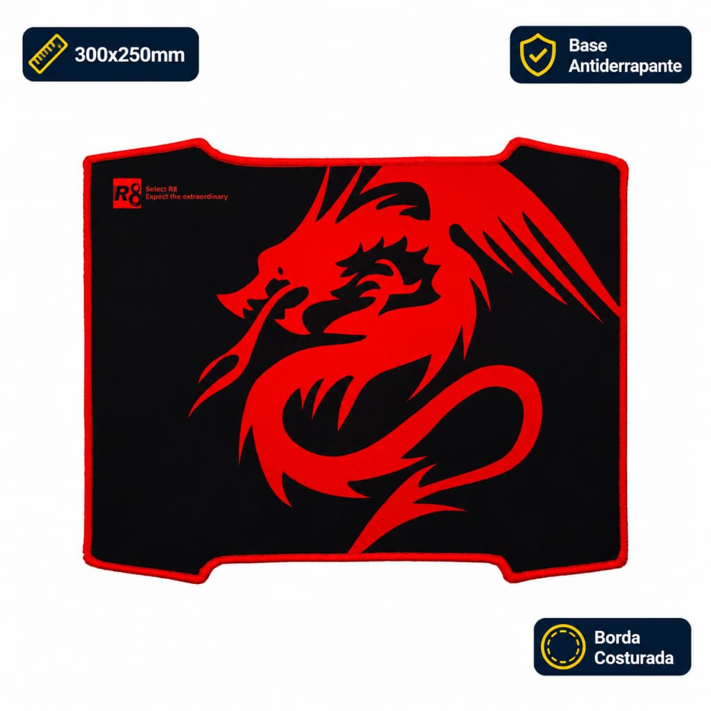 Mouse Pad Gamer 300x250mm Alta Precisão Antiderrapante Borda Costurada Para PC Notebook