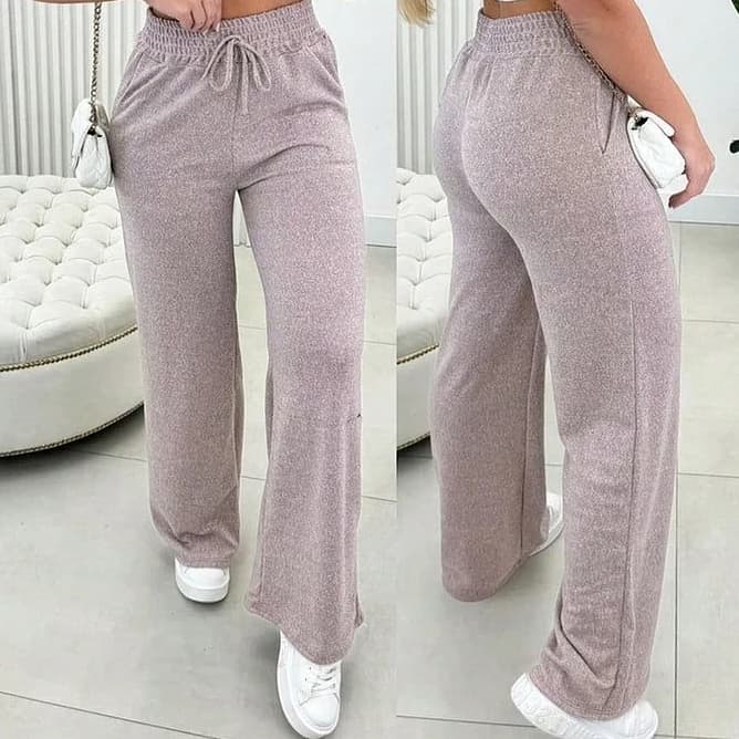 Calça Pantalona Inverno – TECIDO Lanzinha Macia PREMIUM c/ Bolsos cintura alta com elastico