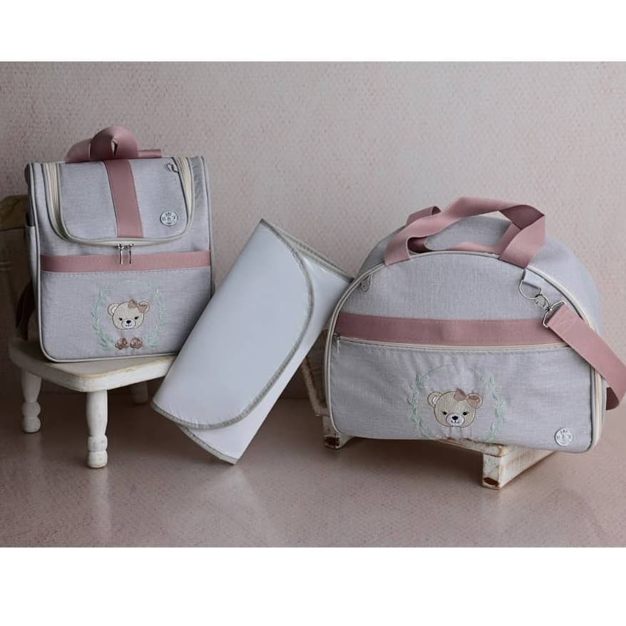kit bolsa maternidade 3 peças ursinho