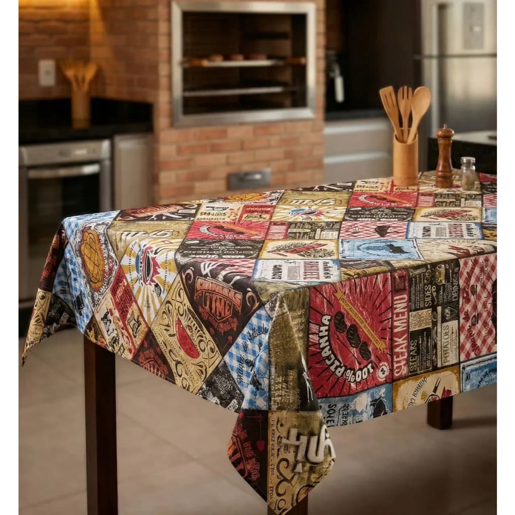 Toalha Mesa Impermeável 3M X 1,4M Churrasco PVC Multicolorido Térmica