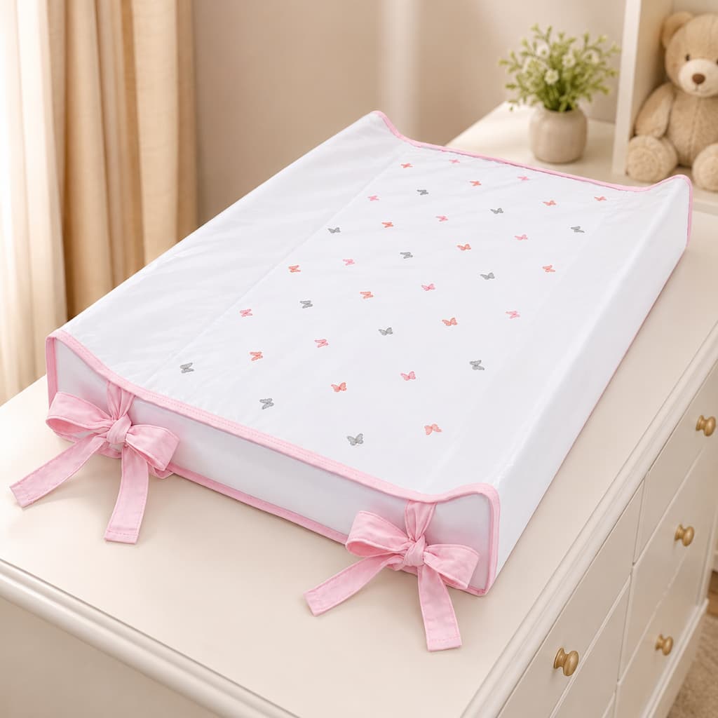 Trocador de Bebê Anatômico C/ Proteção Plástica Bordado 100% Algodão Batistela Baby