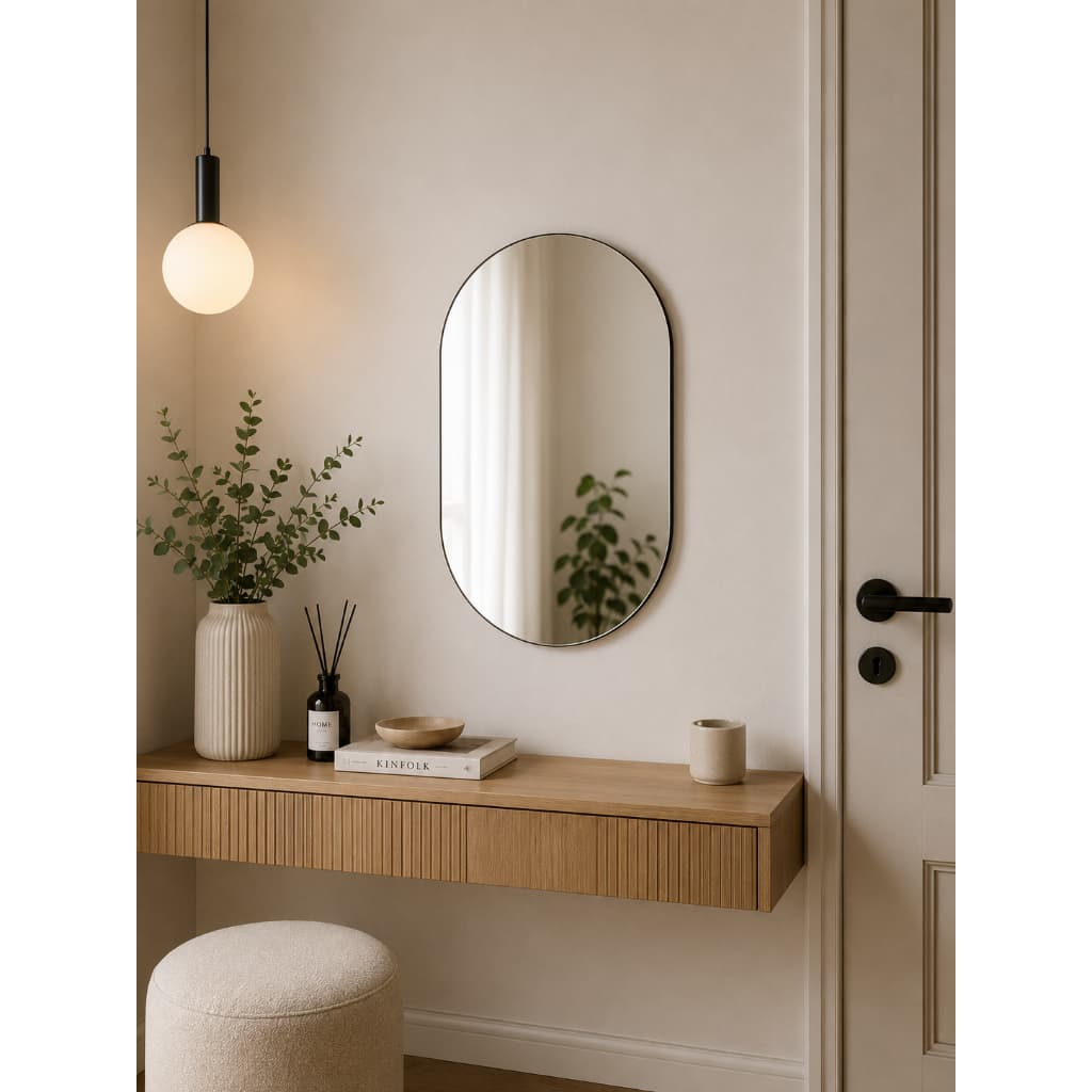 Espelho Oval 60x40 Decorativo Lapidado Para Banheiro Quarto Sala
