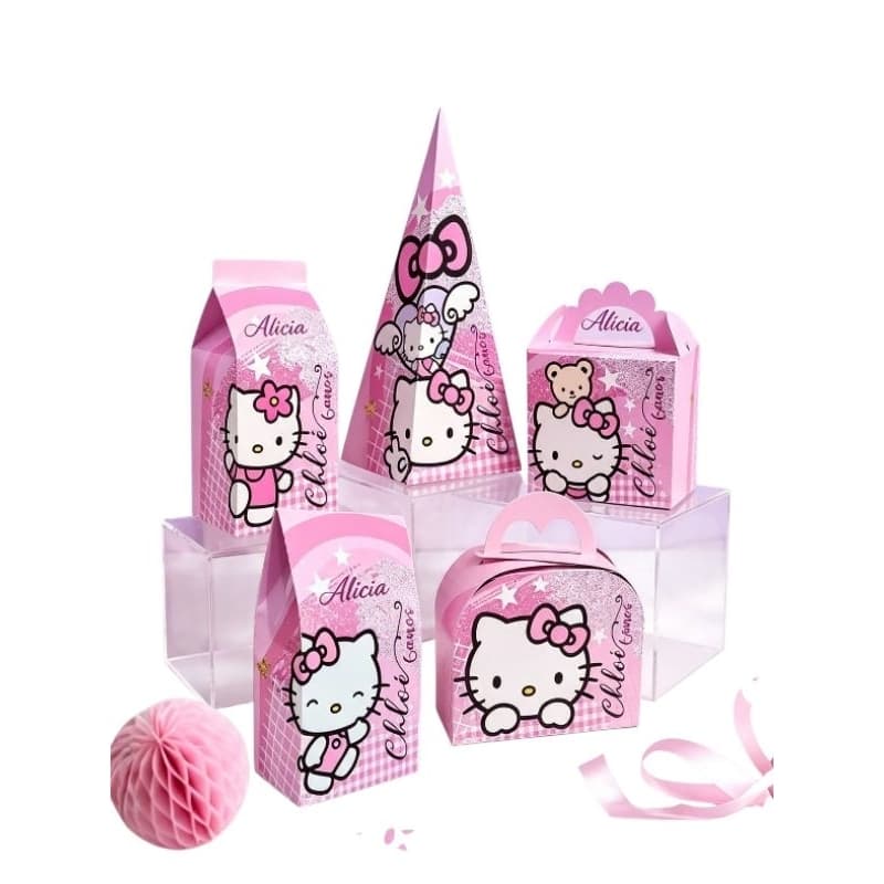 Caixinhas Personalizadas Hello Kitty com nome e idade  5 Caixinhas para Lembrancinhas