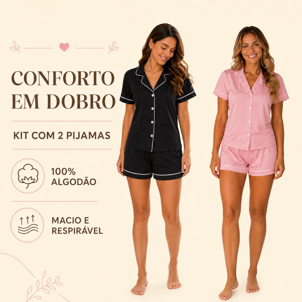 Pijama Amamentação Pós Cirúrgico Operatório Com Botão Tecido em Algodão