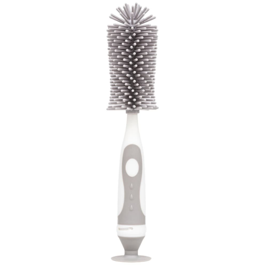 Escova de mamadeira silicone - com limpador de bico acoplado - Cinza - escova higiênica -Buba