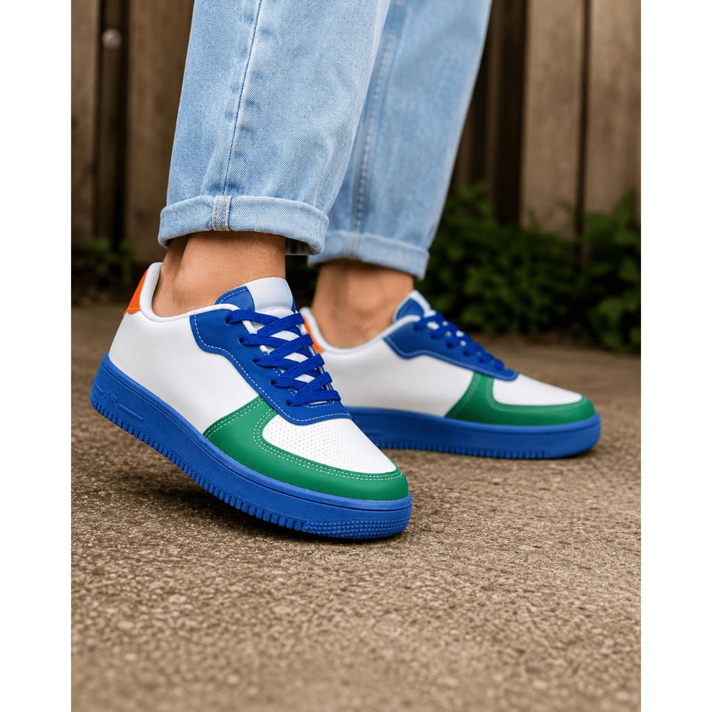 Tênis Feminino Casual Plataforma Branco Colorido Confortável Para Caminhada Passeio Moda Urbana