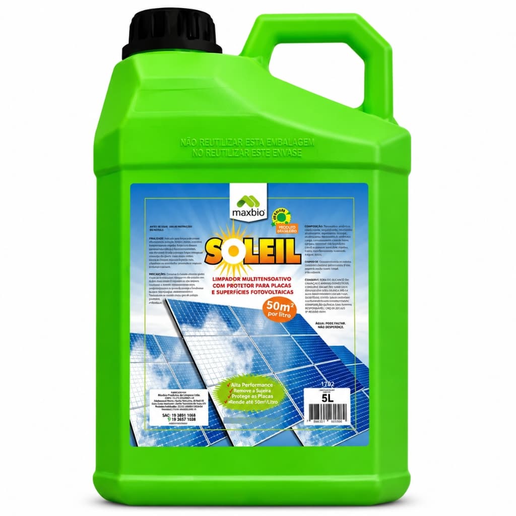 Soleil Maxbio Limpeza De Placa Solar Repelência De Poeira Manutenção De Paineis Proteção Produto Original