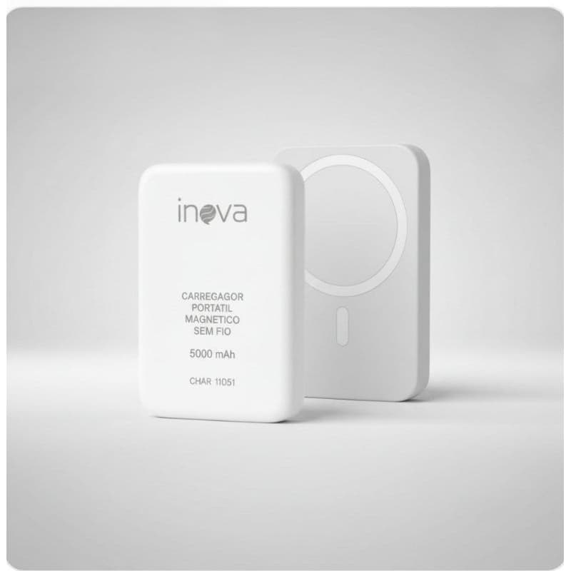 Power Bank Magnético Sem Fio 5000mAh  Portátil Carregador Wireless Compatível MagSafe iPhone e Android